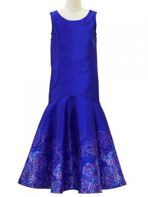 Hula Kids Shantung Dress with Lokelani Print / Luxury Collection / Blue / Jp36bl