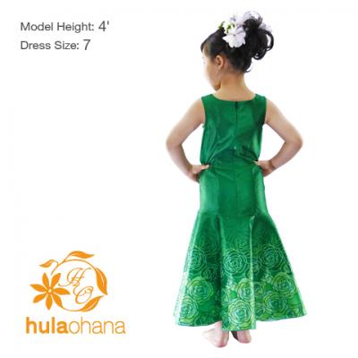 Hula Kids Shantung Dress with Lokelani Print / Luxury Collection / Green / Jp36gr
