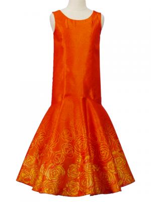 Hula Kids Shantung Dress with Lokelani Print / Luxury Collection / Orange / Jp36or