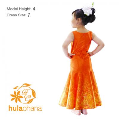 Hula Kids Shantung Dress with Lokelani Print / Luxury Collection / Orange / Jp36or
