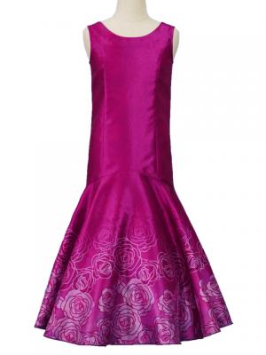 Hula Kids Shantung Dress with Lokelani Print / Luxury Collection / Red Purple / Jp36rdpu
