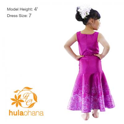 Hula Kids Shantung Dress with Lokelani Print / Luxury Collection / Red Purple / Jp36rdpu