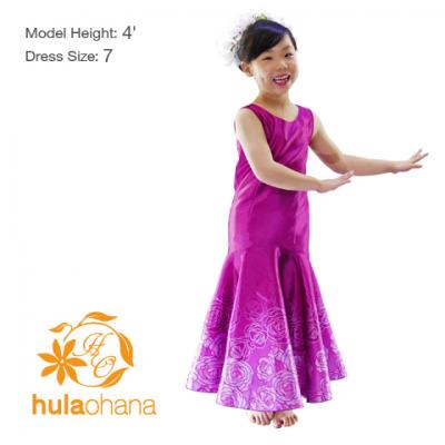 Hula Kids Shantung Dress with Lokelani Print / Luxury Collection / Red Purple / Jp36rdpu