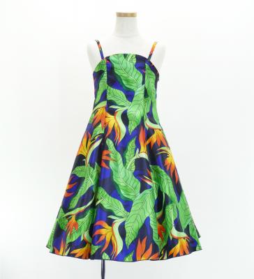 Hula Kids Shantung Dress with Strelitzia Print / Luxury Collection / Blue / Jp47bl