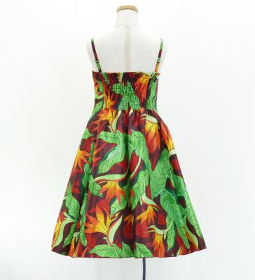 Hula Kids Shantung Dress with Strelitzia Print / Luxury Collection / Brown Red / Jp47br