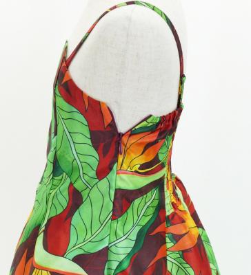 Hula Kids Shantung Dress with Strelitzia Print / Luxury Collection / Brown Red / Jp47br