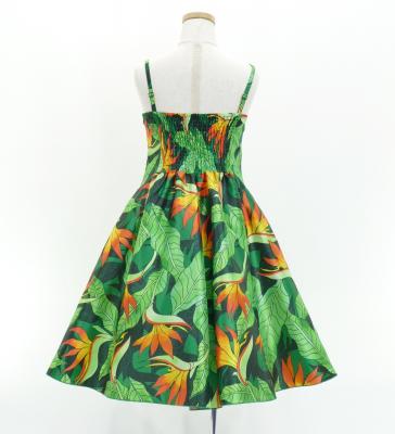 Hula Kids Shantung Dress with Strelitzia Print / Luxury Collection / Green / Jp47gr