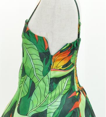 Hula Kids Shantung Dress with Strelitzia Print / Luxury Collection / Green / Jp47gr