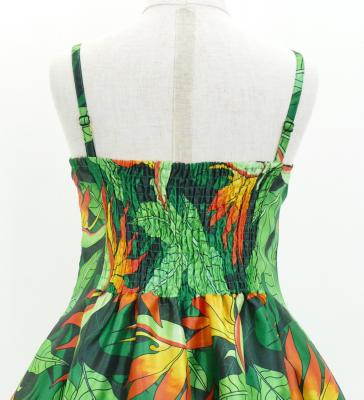 Hula Kids Shantung Dress with Strelitzia Print / Luxury Collection / Green / Jp47gr