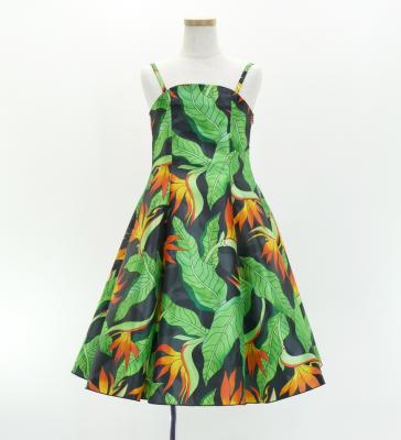 Hula Kids Shantung Dress with Strelitzia Print / Luxury Collection / Gray / Jp47gy