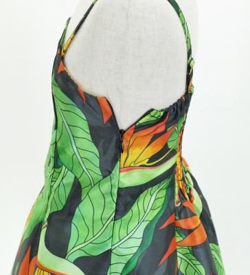 Hula Kids Shantung Dress with Strelitzia Print / Luxury Collection / Gray / Jp47gy