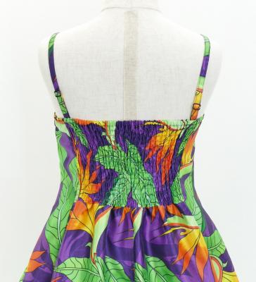 Hula Kids Shantung Dress with Strelitzia Print / Luxury Collection / Purple / Jp47pu