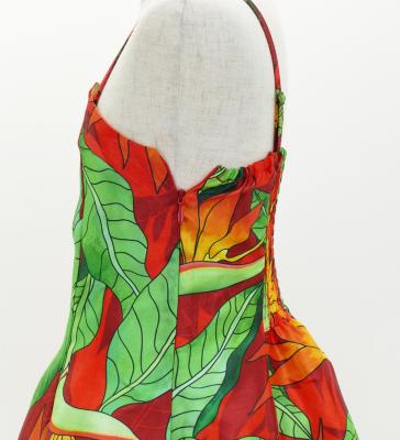 Hula Kids Shantung Dress with Strelitzia Print / Luxury Collection / Red / Jp47rd