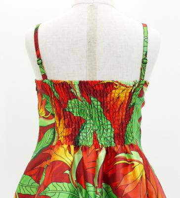 Hula Kids Shantung Dress with Strelitzia Print / Luxury Collection / Red / Jp47rd