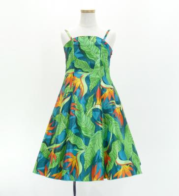 Hula Kids Shantung Dress with Strelitzia Print / Luxury Collection / Turquoise Blue / Jp47tbl