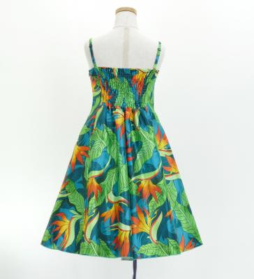 Hula Kids Shantung Dress with Strelitzia Print / Luxury Collection / Turquoise Blue / Jp47tbl