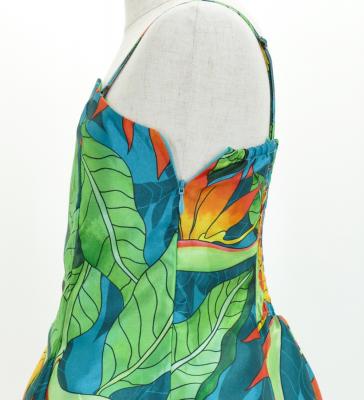 Hula Kids Shantung Dress with Strelitzia Print / Luxury Collection / Turquoise Blue / Jp47tbl