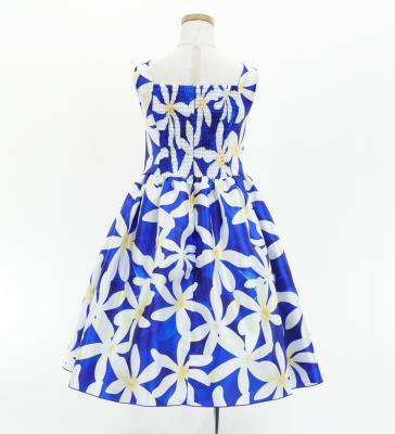 Hula Kids Shantung Dress with Tiare Print / Luxury Collection / Blue / Jp48bl