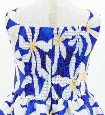 Hula Kids Shantung Dress with Tiare Print / Luxury Collection / Blue / Jp48bl