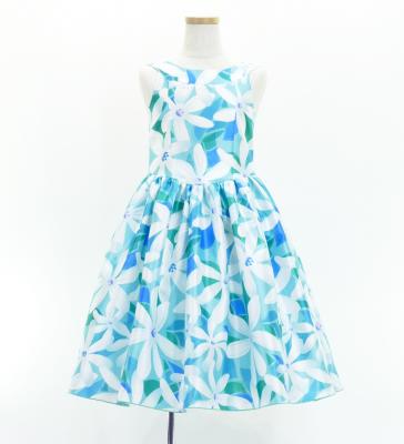 Hula Kids Shantung Dress with Tiare Print / Luxury Collection / Light Blue / Jp48lbl