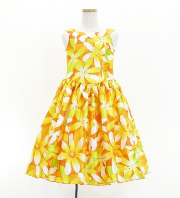 Hula Kids Shantung Dress with Tiare Print / Luxury Collection / Orange / Jp48or
