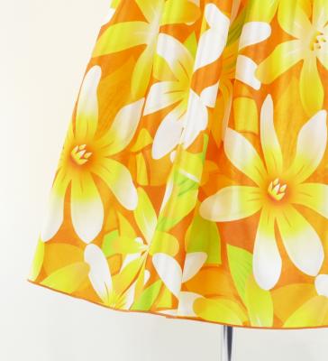 Hula Kids Shantung Dress with Tiare Print / Luxury Collection / Orange / Jp48or