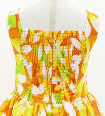 Hula Kids Shantung Dress with Tiare Print / Luxury Collection / Orange / Jp48or