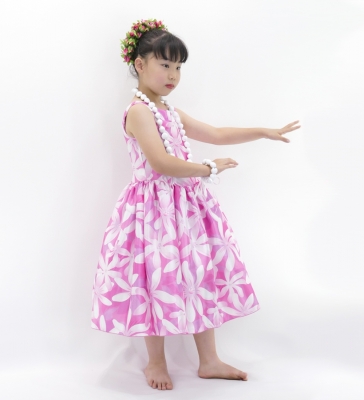 Hula Kids Shantung Dress with Tiare Print / Luxury Collection / Pink / Jp48pi