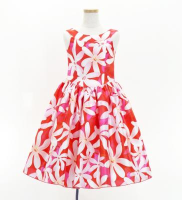Hula Kids Shantung Dress with Tiare Print / Luxury Collection / Red / Jp48rd