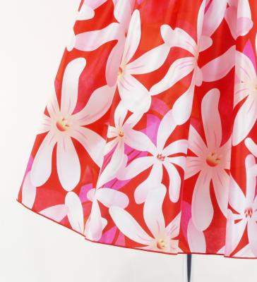 Hula Kids Shantung Dress with Tiare Print / Luxury Collection / Red / Jp48rd