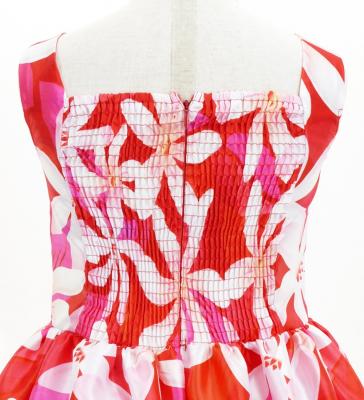 Hula Kids Shantung Dress with Tiare Print / Luxury Collection / Red / Jp48rd