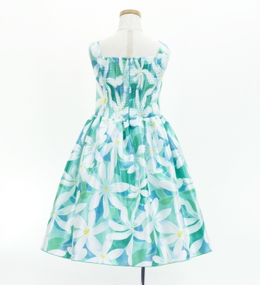 Hula Kids Shantung Dress with Tiare Print / Luxury Collection / Turquoise Blue / Jp48tbl