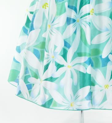 Hula Kids Shantung Dress with Tiare Print / Luxury Collection / Turquoise Blue / Jp48tbl