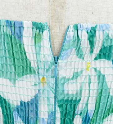 Hula Kids Shantung Dress with Tiare Print / Luxury Collection / Turquoise Blue / Jp48tbl