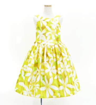Hula Kids Shantung Dress with Tiare Print / Luxury Collection / Yellow / Jp48ye
