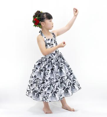 Hula Kids Shantung Dress with Lehua Print / Luxury Collection / Black / Jp49bk