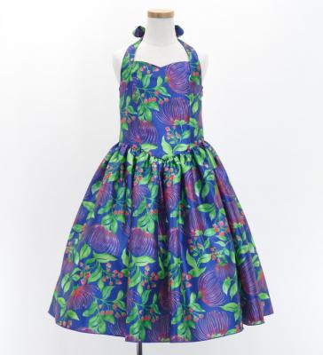 Hula Kids Shantung Dress with Lehua Print / Luxury Collection / Blue / Jp49bl