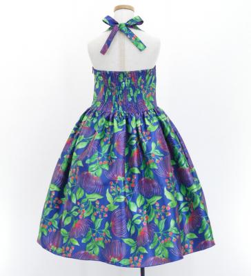 Hula Kids Shantung Dress with Lehua Print / Luxury Collection / Blue / Jp49bl
