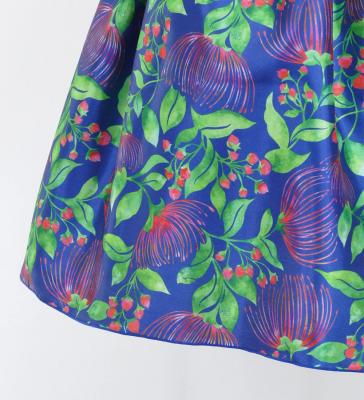 Hula Kids Shantung Dress with Lehua Print / Luxury Collection / Blue / Jp49bl