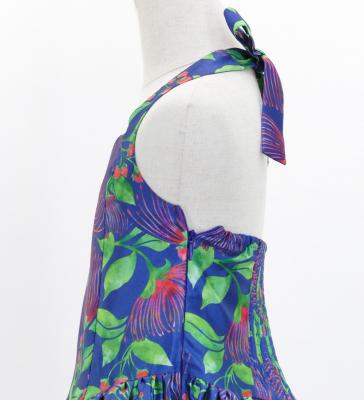 Hula Kids Shantung Dress with Lehua Print / Luxury Collection / Blue / Jp49bl
