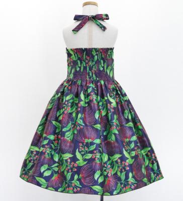 Hula Kids Shantung Dress with Lehua Print / Luxury Collection / Navy / Jp49nv