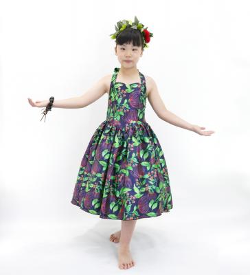 Hula Kids Shantung Dress with Lehua Print / Luxury Collection / Navy / Jp49nv