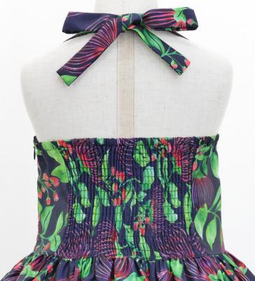 Hula Kids Shantung Dress with Lehua Print / Luxury Collection / Navy / Jp49nv