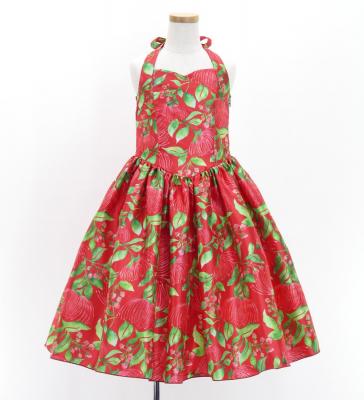 Hula Kids Shantung Dress with Lehua Print / Luxury Collection / Red / Jp49rd