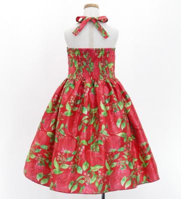 Hula Kids Shantung Dress with Lehua Print / Luxury Collection / Red / Jp49rd