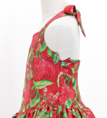 Hula Kids Shantung Dress with Lehua Print / Luxury Collection / Red / Jp49rd