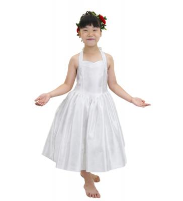 Hula Kids Shantung Dress with Lehua Print / Luxury Collection / White / Jp49wh