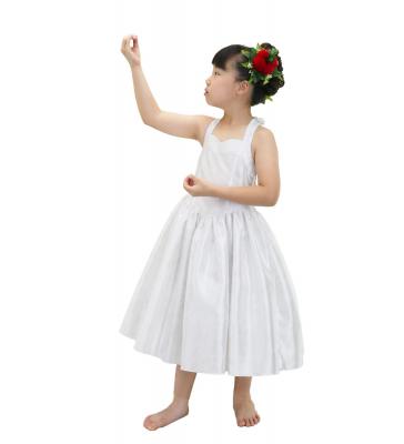 Hula Kids Shantung Dress with Lehua Print / Luxury Collection / White / Jp49wh