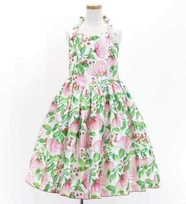 Hula Kids Shantung Dress with Lehua Print / Luxury Collection / White Red / Jp49whrd