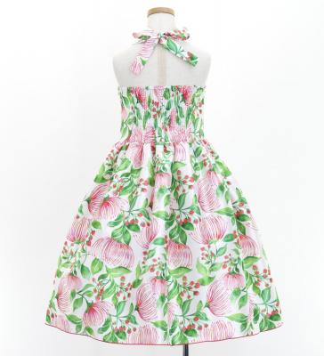Hula Kids Shantung Dress with Lehua Print / Luxury Collection / White Red / Jp49whrd